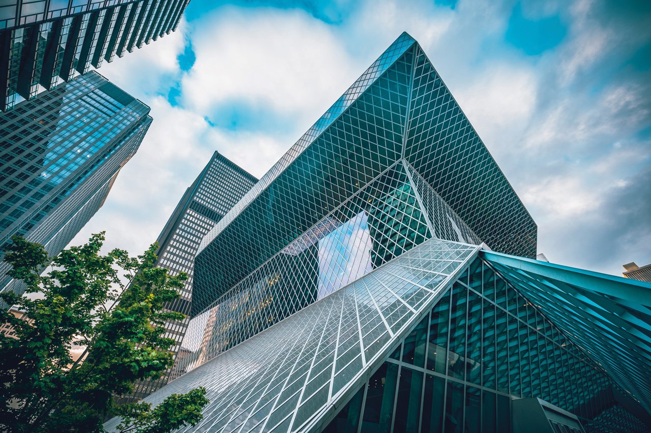 Seattle USA skyline city lights and modern buildings